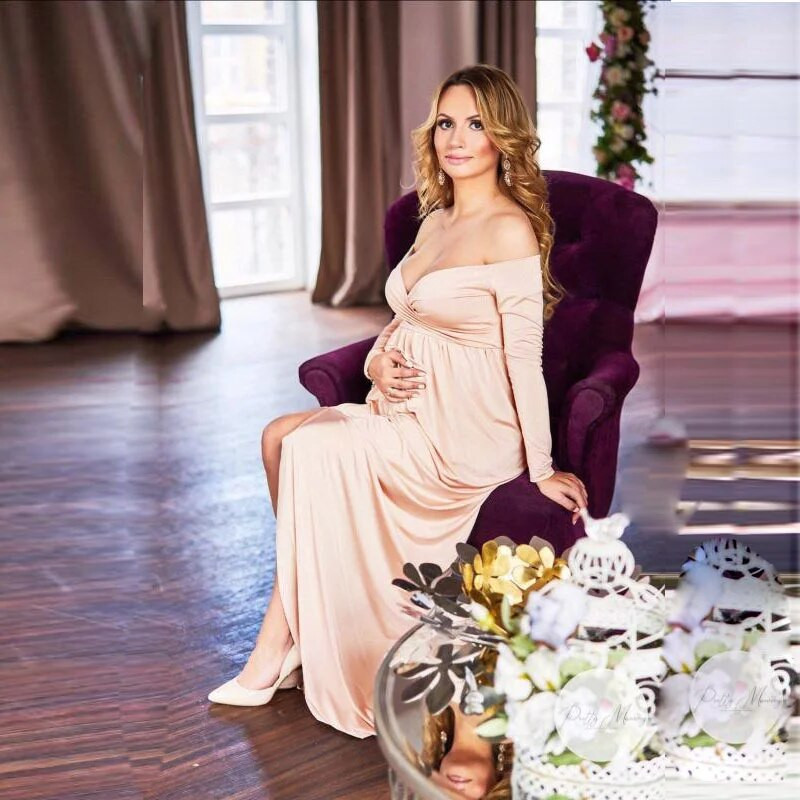 Seksualios nėščiosios suknelės be pečių fotosesija „Maksimax“ suknelė priekyje, suskilusi, nėščia moteris, nėščia, fotografavimo rekvizitai, drabužiai 2021 m. Nauja