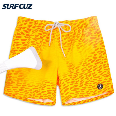 SURFCUZ színváltós fürdőnadrágok Nyári Varázslatos Beach fürdőruha Hőmérséklet-érzékeny, gyorsan száradó színváltó férfi fürdőnadrág