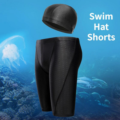 Férfi úszónadrág vízálló verseny úszófelszerelés úszósapkával Fürdőruha félnadrág férfi nyári nadrágok úszósapka nadrág