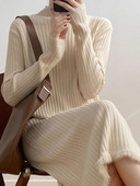 Elegáns női ruhák 2023 ősz tél új hosszú ujjú kötött ruha Koreai divat Bojtok Vintage tömör pulóver ruha