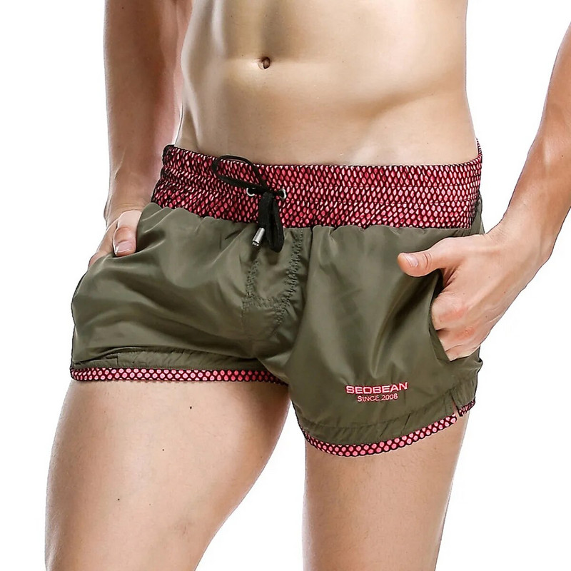 SEOBEAN zīmola vīriešu pludmales šorti, elpojoši ātri žūstoši neilona auduma dēļa šorti vīriešu peldbikses šorti