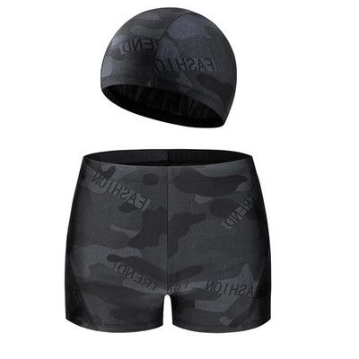 Muški Tinejdžeri Brzosušeći komplet od 2 komada Kupaći kostim Kupaći kostim za bazen Kupaći kostim Muški bokser za plažu Kupaći kratki kostim s kapom/šeširom