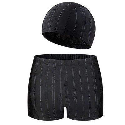 Muški Tinejdžeri Brzosušeći komplet od 2 komada Kupaći kostim Kupaći kostim za bazen Kupaći kostim Muški bokser za plažu Kupaći kratki kostim s kapom/šeširom