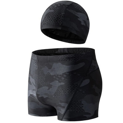 Muški Tinejdžeri Brzosušeći komplet od 2 komada Kupaći kostim Kupaći kostim za bazen Kupaći kostim Muški bokser za plažu Kupaći kratki kostim s kapom/šeširom