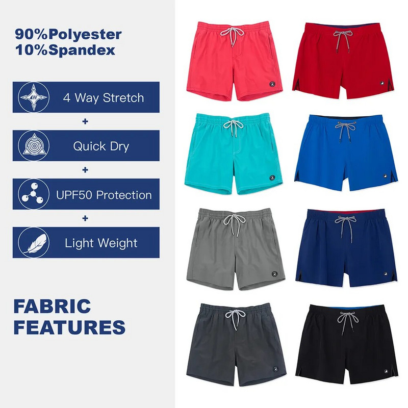 SURFCUZ Muške jednobojne kratke hlače za plivanje koje se brzo suše, kratke hlače za plažu s džepovima i mrežastom podstavom, muške ljetne kupaće gaće za surfanje