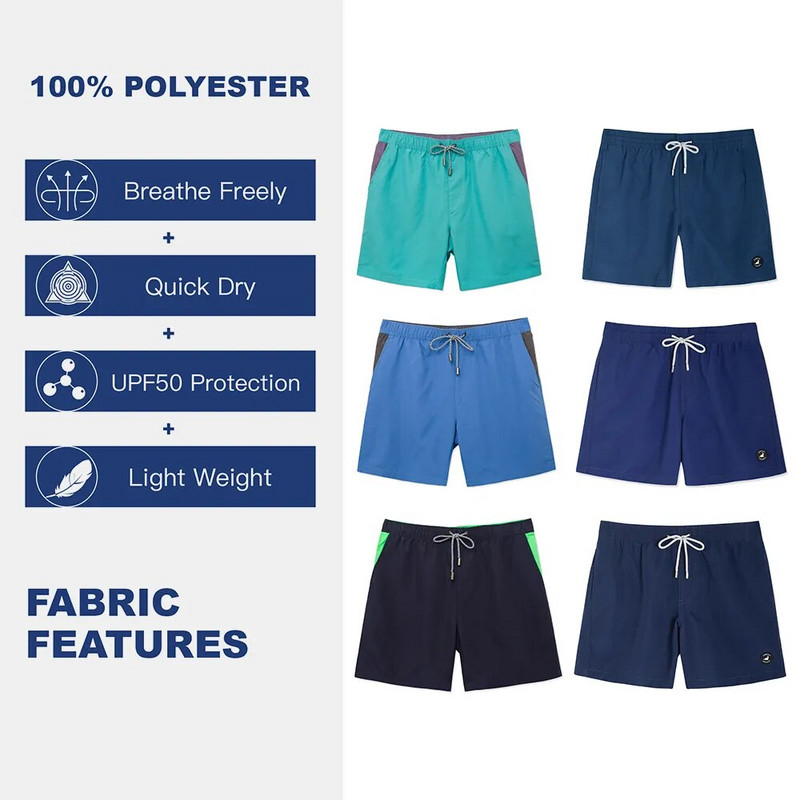 SURFCUZ Muške jednobojne kratke hlače za plivanje koje se brzo suše, kratke hlače za plažu s džepovima i mrežastom podstavom, muške ljetne kupaće gaće za surfanje
