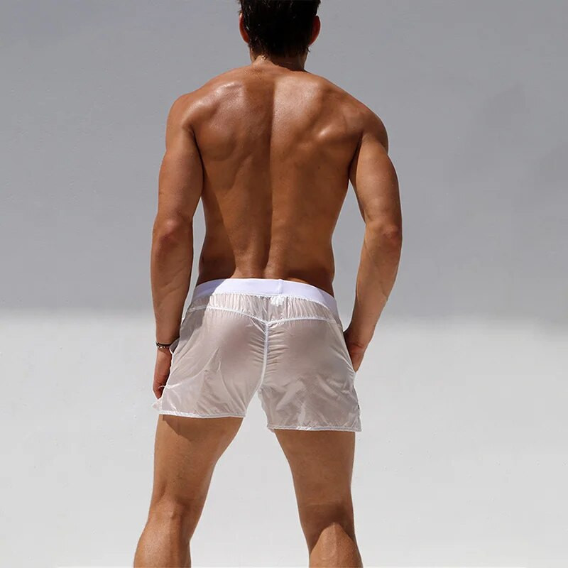 Prozirni kupaći kostimi, muške kupaće gaće za surfanje, muškarci, seksi kupaći kostimi, kupaći kostimi, kratke hlače za plažu, kupaći kostimi, muške kupaće gaće
