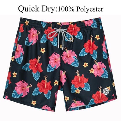 SURFCUZ Muške kratke hlače za kupanje s mrežastom podstavom Havajski stil Muške kratke hlače za plažu Brzo sušeći kupaći kostimi Plivaće hlače za muškarce