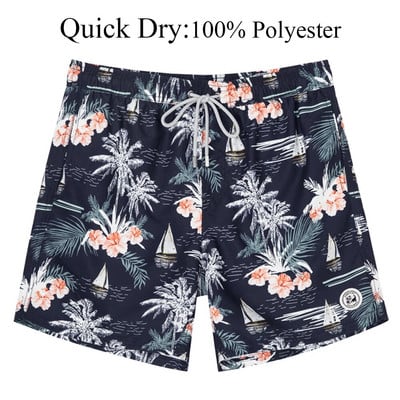 SURFCUZ Muške kratke hlače za kupanje s mrežastom podstavom Havajski stil Muške kratke hlače za plažu Brzo sušeći kupaći kostimi Plivaće hlače za muškarce
