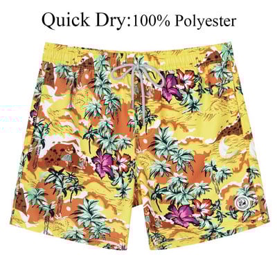 SURFCUZ Muške kratke hlače za kupanje s mrežastom podstavom Havajski stil Muške kratke hlače za plažu Brzo sušeći kupaći kostimi Plivaće hlače za muškarce