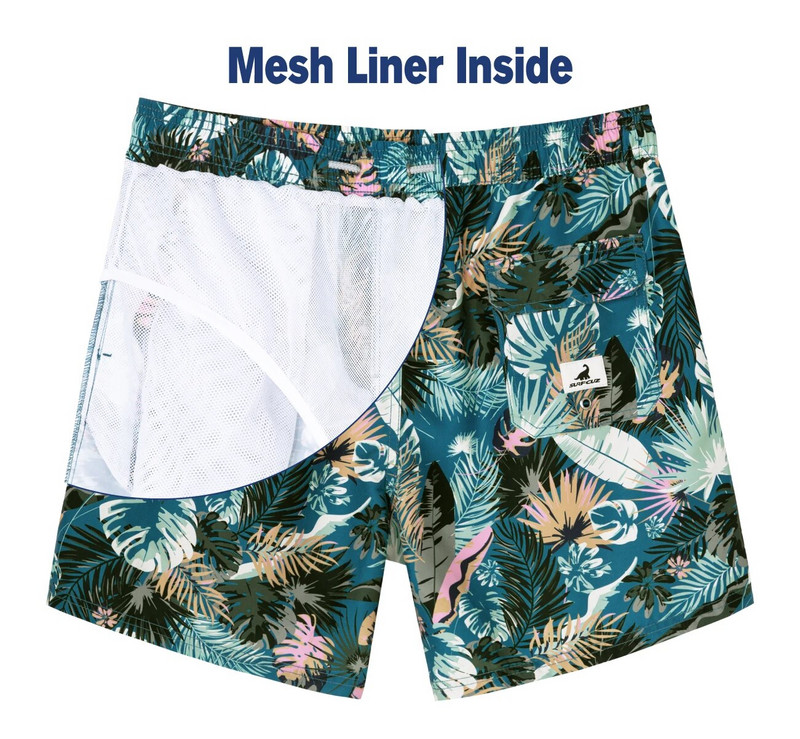 SURFCUZ Muške kratke hlače za kupanje s mrežastom podstavom Havajski stil Muške kratke hlače za plažu Brzo sušeći kupaći kostimi Plivaće hlače za muškarce