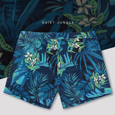 Vīriešu pusaudžu peldkostīmu komplekts ar apdruku, ātri nožūstoši peldšorti, boksercepure, cepure Beach Seaside, peldkostīmi, peldkostīmi ar spiedpogu