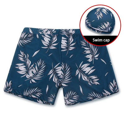 Vīriešu pusaudžu peldkostīmu komplekts ar apdruku, ātri nožūstoši peldšorti, boksercepure, cepure Beach Seaside, peldkostīmi, peldkostīmi ar spiedpogu