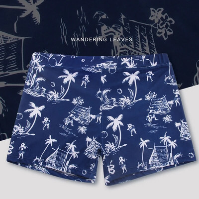 Vīriešu pusaudžu peldkostīmu komplekts ar apdruku, ātri nožūstoši peldšorti, boksercepure, cepure Beach Seaside, peldkostīmi, peldkostīmi ar spiedpogu