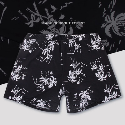 Vīriešu pusaudžu peldkostīmu komplekts ar apdruku, ātri nožūstoši peldšorti, boksercepure, cepure Beach Seaside, peldkostīmi, peldkostīmi ar spiedpogu