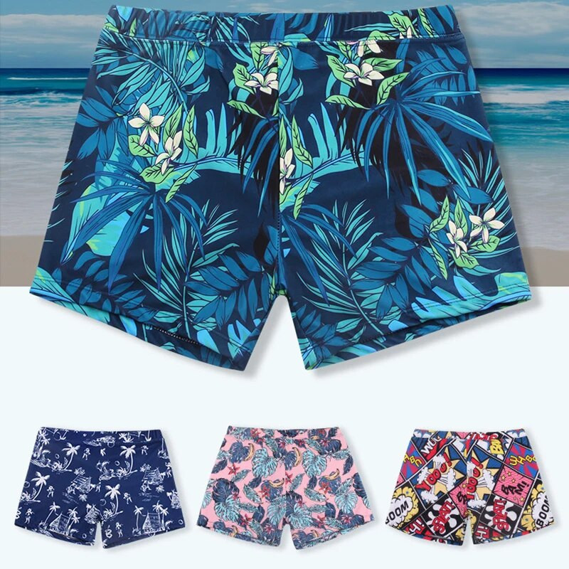 Vīriešu pusaudžu peldkostīmu komplekts ar apdruku, ātri nožūstoši peldšorti, boksercepure, cepure Beach Seaside, peldkostīmi, peldkostīmi ar spiedpogu