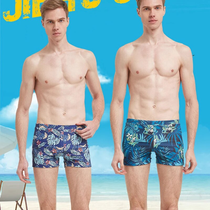 Vīriešu pusaudžu peldkostīmu komplekts ar apdruku, ātri nožūstoši peldšorti, boksercepure, cepure Beach Seaside, peldkostīmi, peldkostīmi ar spiedpogu