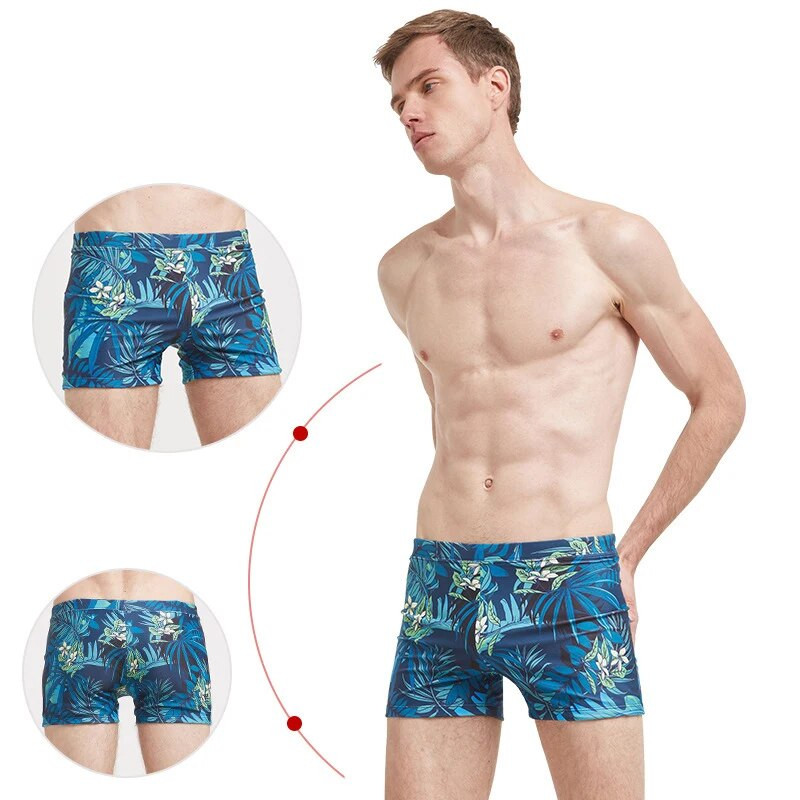 Vīriešu pusaudžu peldkostīmu komplekts ar apdruku, ātri nožūstoši peldšorti, boksercepure, cepure Beach Seaside, peldkostīmi, peldkostīmi ar spiedpogu