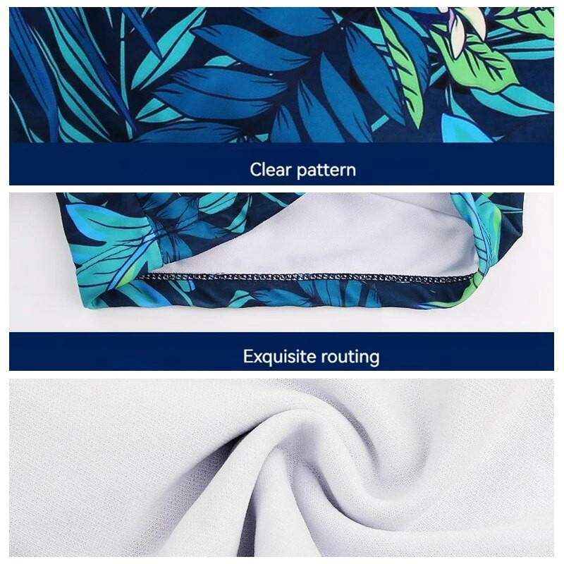 Vīriešu pusaudžu peldkostīmu komplekts ar apdruku, ātri nožūstoši peldšorti, boksercepure, cepure Beach Seaside, peldkostīmi, peldkostīmi ar spiedpogu