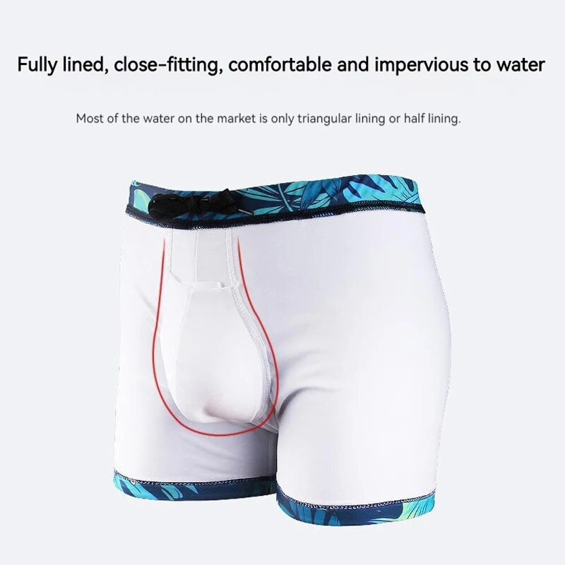 Vīriešu pusaudžu peldkostīmu komplekts ar apdruku, ātri nožūstoši peldšorti, boksercepure, cepure Beach Seaside, peldkostīmi, peldkostīmi ar spiedpogu