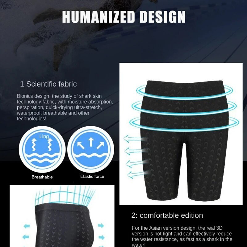 Muškarci Tinejdžeri Kratke kupaće hlače od morskog psa, elastične uske kupaće kostime za surfanje na plaži, kupaći kostim za bazen, brzo sušeće kupaće gaće