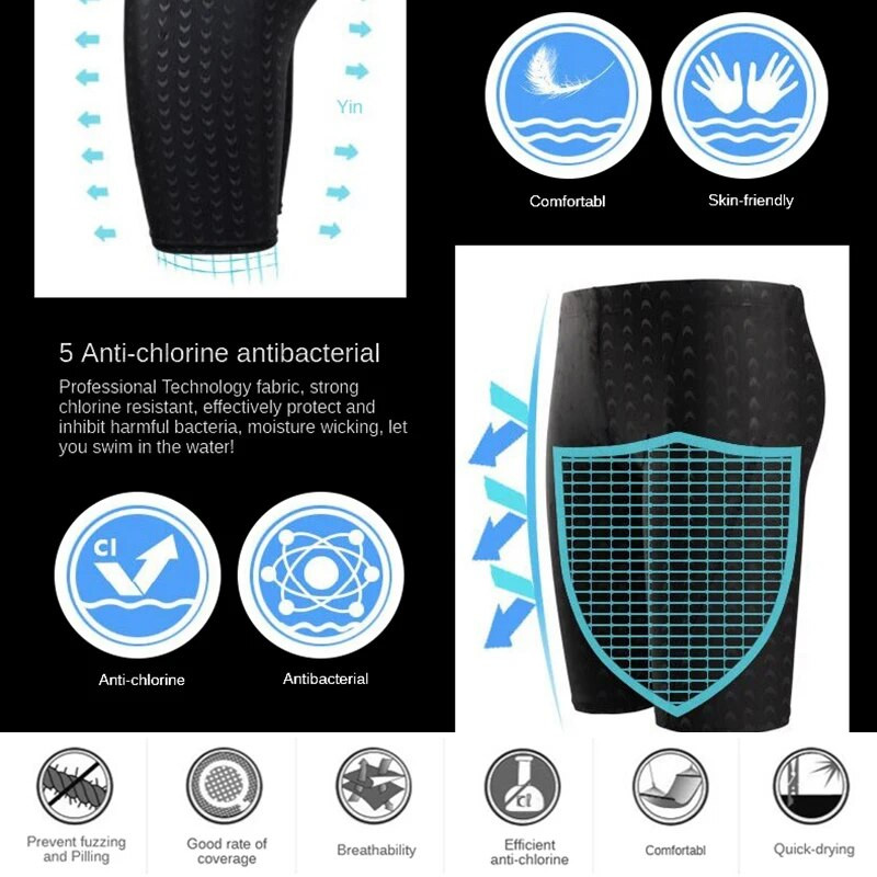 Muškarci Tinejdžeri Kratke kupaće hlače od morskog psa, elastične uske kupaće kostime za surfanje na plaži, kupaći kostim za bazen, brzo sušeće kupaće gaće