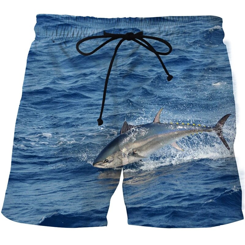 Férfi/női horgászat Beach shorts HD trópusi halak 3D nyomtatott úszósport nadrág szörf rövidnadrág férfi edzőterem szörfdeszka fürdőruha