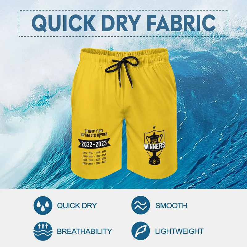 Israel FCBJ Jerusalem Vyriški šortai plaukimo bagažinės paplūdimio kelnaitės Greitai džiūstantys šortai raišteliu elastiniu juosmeniu su kišenėmis