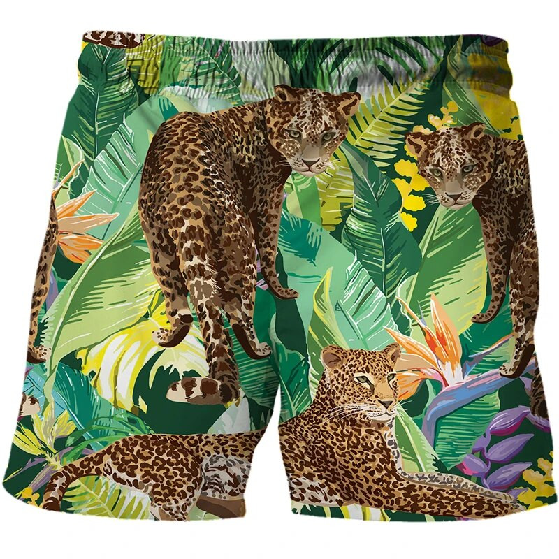 Új nyári férfi dzsungel rövidnadrágok 3D nyomtatott alkalmi strandnadrágok 2021 fürdőruha rövidnadrágok túlméretezett felnőtt strandnadrágokhoz