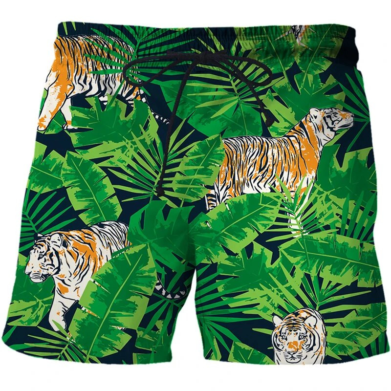 Új nyári férfi dzsungel rövidnadrágok 3D nyomtatott alkalmi strandnadrágok 2021 fürdőruha rövidnadrágok túlméretezett felnőtt strandnadrágokhoz
