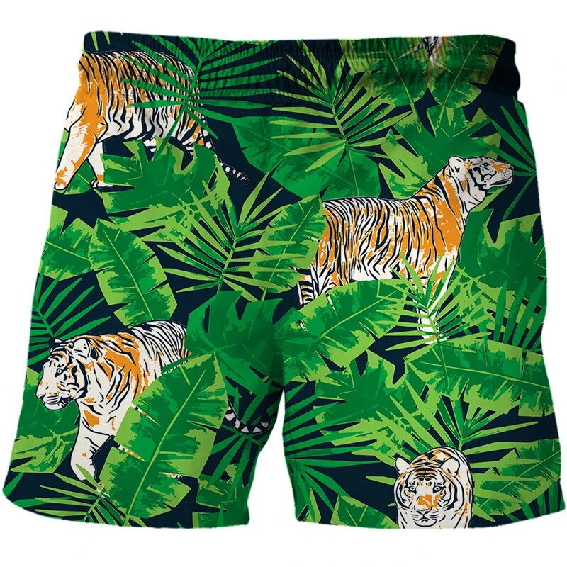 Új nyári férfi dzsungel rövidnadrágok 3D nyomtatott alkalmi strandnadrágok 2021 fürdőruha rövidnadrágok túlméretezett felnőtt strandnadrágokhoz