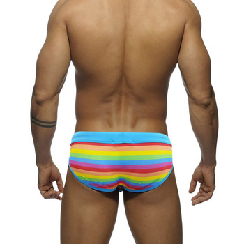 Push Up Ανδρικά σλιπ μαγιό Rainbow Stripe Μαγιό Μπικίνι για Άντρες Σέξι μαγιό Σορτς παραλίας Quick Dry Color Block