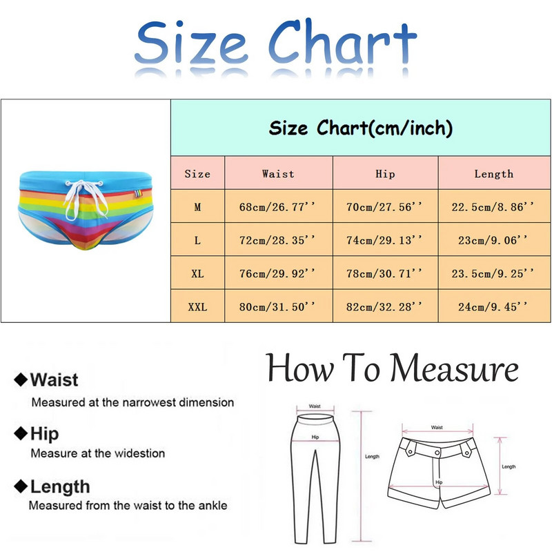 Push Up Vīriešu peldbikses Varavīksnes svītras Peldkostīmi Bikini Peldbikses vīriešiem Seksīgs peldkostīms Pludmales šorti Ātri žūst Krāsu bloks