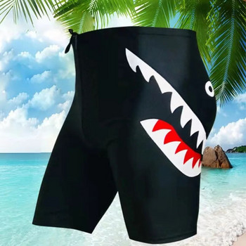 (XL-3XL) Мъжки бански гащета Shark Дълги долнища Бързосъхнещи еластични петточкови плувни шорти Плажни бански костюми Hot Spring Бански костюми