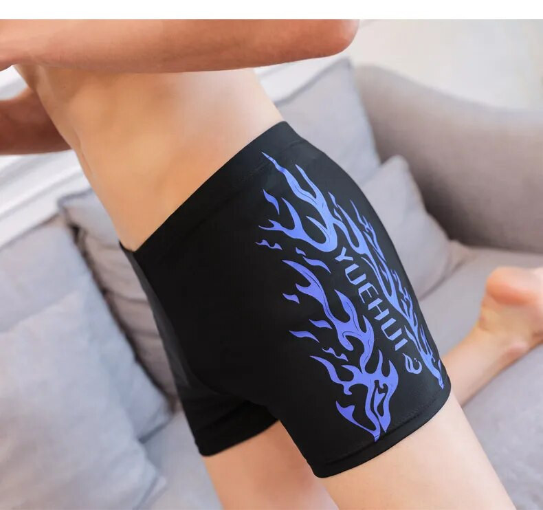 Plameni uzorak velike veličine Muški muški kupaći kostimi Kratki kupaći kostimi Kupaći kostimi Gaće za kupanje Crna Plava odjeća za plažu Gaćice za plažu