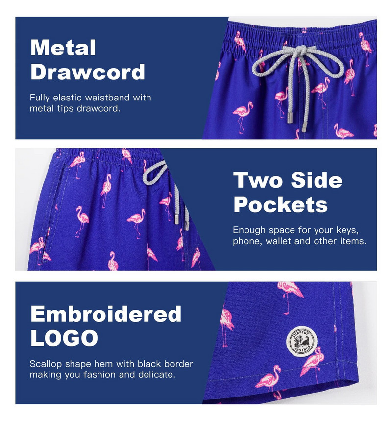 SURFCUZ Vīriešu peldšorti Vasaras peldkostīmi Skriešanas peldkostīmi ar tīklveida oderi Quick Dry Beach Board Šorti Peldbikses vīriešiem