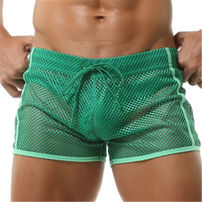 Pantaloni de baie transparenti din plasă pentru bărbați Trunchi de baie uni Pantaloni scurți de plajă de vară Pantaloni scurți de baie pentru surfing cu uscare rapidă