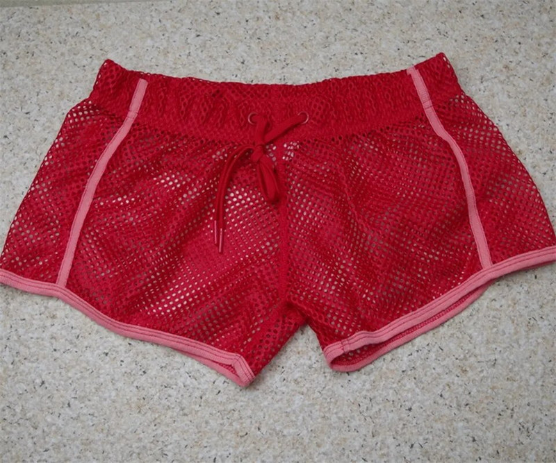 Pantaloni de baie transparenti din plasă pentru bărbați Trunchi de baie uni Pantaloni scurți de plajă de vară Pantaloni scurți de baie pentru surfing cu uscare rapidă