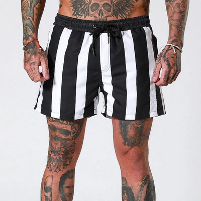 Férfi Strandnadrág Nyári Úszás Tengerparti Vakáció Gyorsan száradó fürdőruha Férfi Kerékpáros Futónadrágok Divat csíkos Boxer Alsók