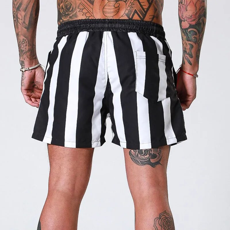 Férfi Strandnadrág Nyári Úszás Tengerparti Vakáció Gyorsan száradó fürdőruha Férfi Kerékpáros Futónadrágok Divat csíkos Boxer Alsók