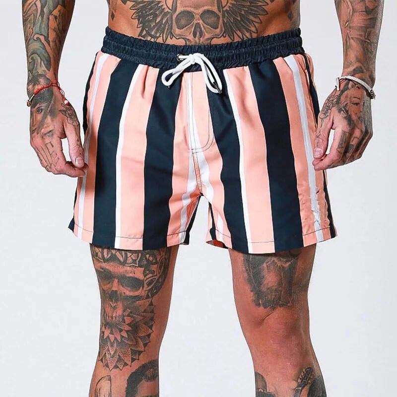 Férfi Strandnadrág Nyári Úszás Tengerparti Vakáció Gyorsan száradó fürdőruha Férfi Kerékpáros Futónadrágok Divat csíkos Boxer Alsók