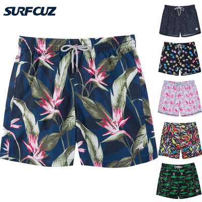 SURFCUZ vīriešu peldbikses vasaras pludmales dēļa šorti ar sieta oderi Quick Dry Dry vīriešu peldkostīmi sērfošanas peldšorti