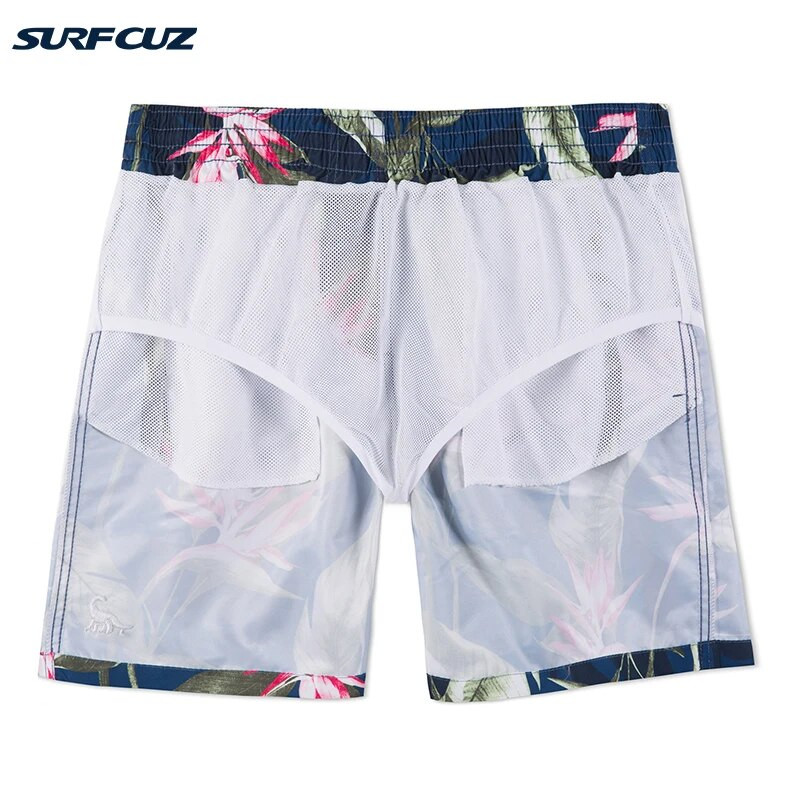 SURFCUZ vīriešu peldbikses vasaras pludmales dēļa šorti ar sieta oderi Quick Dry Dry vīriešu peldkostīmi sērfošanas peldšorti