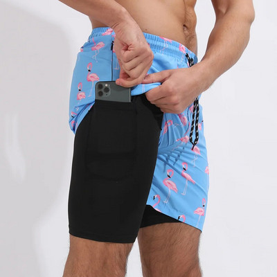 Muški kupaći kostimi Daske za plivanje Muške gaćice za plivanje Maillot De Bain Homme kupaći kostim Odjeća za plažu za surfanje Muški 2 u 1 kratke hlače za teretanu