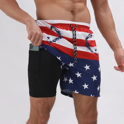 Muški kupaći kostimi Daske za plivanje Muške gaćice za plivanje Maillot De Bain Homme kupaći kostim Odjeća za plažu za surfanje Muški 2 u 1 kratke hlače za teretanu