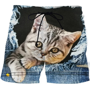 2021 нови къси панталони с животни, котки, мода harajuku 3D печат, мъжки бански костюм, ежедневни шорти, мъжки, женски плажни къси панталони, плувни шорти