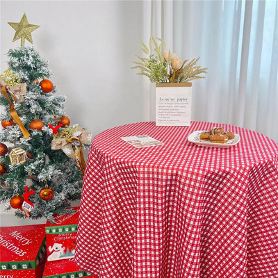 Kalėdų kavos valgomojo stalo viršelio dekoro flanelinė staltiesė namų restoranui Prašmatnus languotas vakarėlio fono audeklas