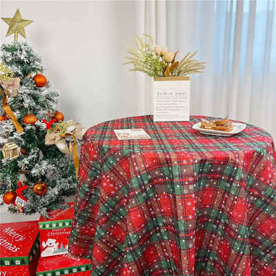 Kalėdų kavos valgomojo stalo viršelio dekoro flanelinė staltiesė namų restoranui Prašmatnus languotas vakarėlio fono audeklas