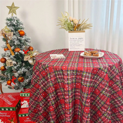 Kalėdų kavos valgomojo stalo viršelio dekoro flanelinė staltiesė namų restoranui Prašmatnus languotas vakarėlio fono audeklas