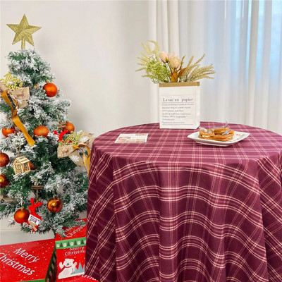Kalėdų kavos valgomojo stalo viršelio dekoro flanelinė staltiesė namų restoranui Prašmatnus languotas vakarėlio fono audeklas